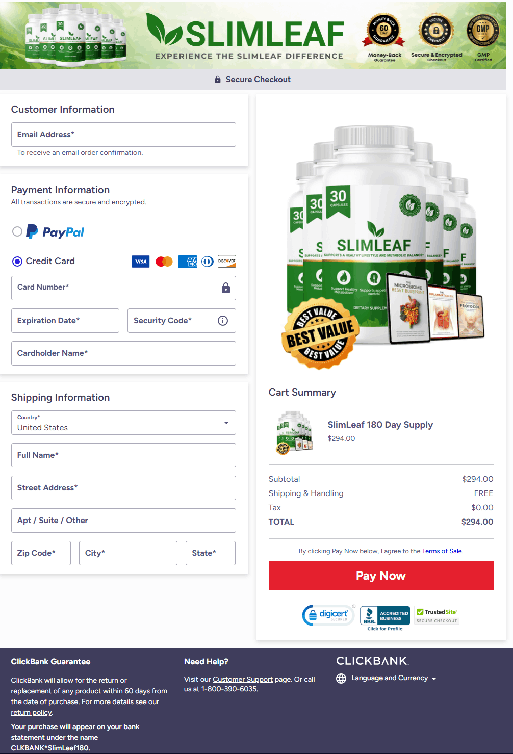 SlimLeaf-Secure-CheckoutPage